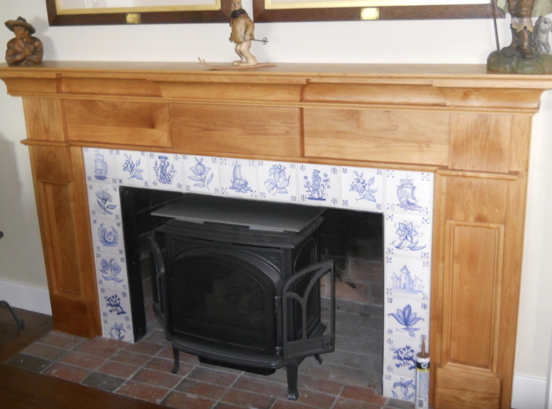 Cherry fireplace mantel